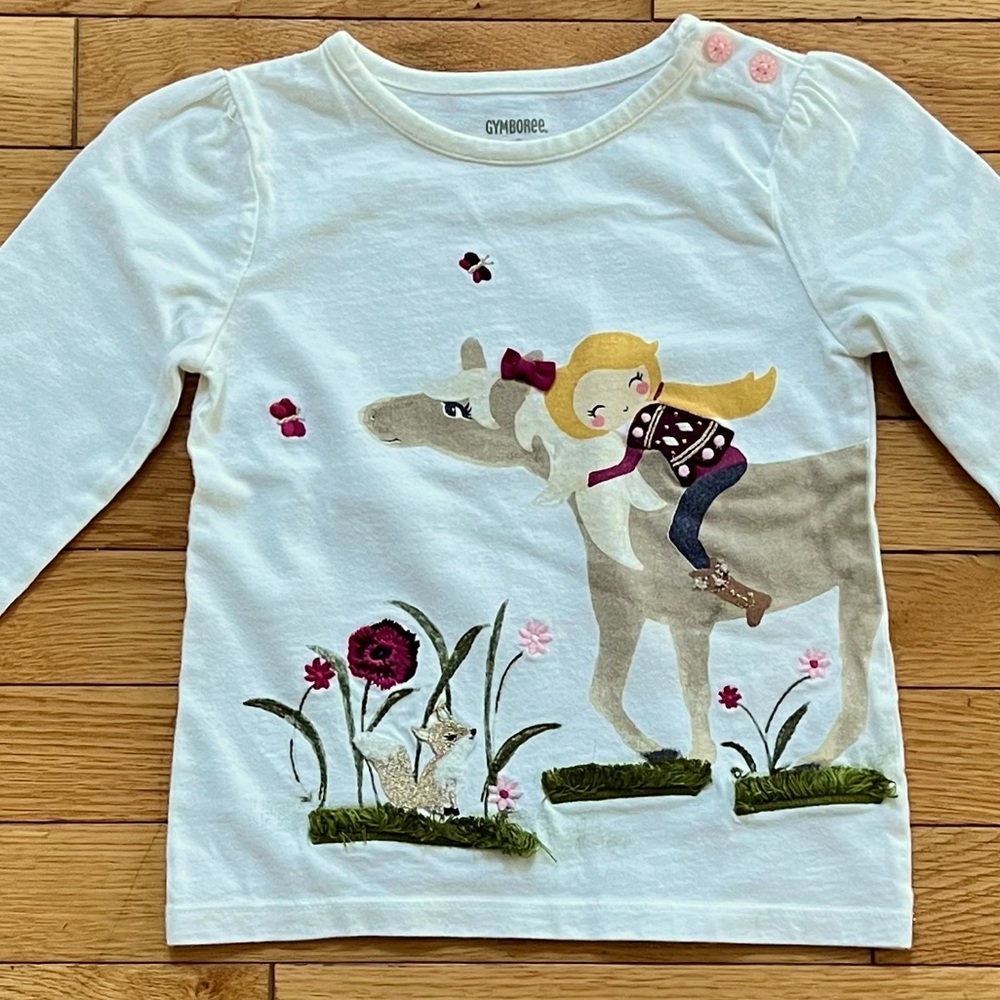 💕4T super cute horse with girl top! Love the grass detail!